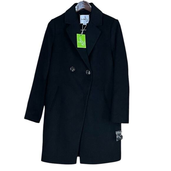 Sam Edelman Womens Black Wool Blend Double Breasted Cutaway Coat Size Small NEW - Picture 10 of 10